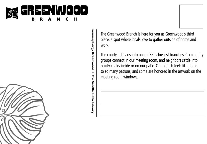 Greenwood Branch postcard back