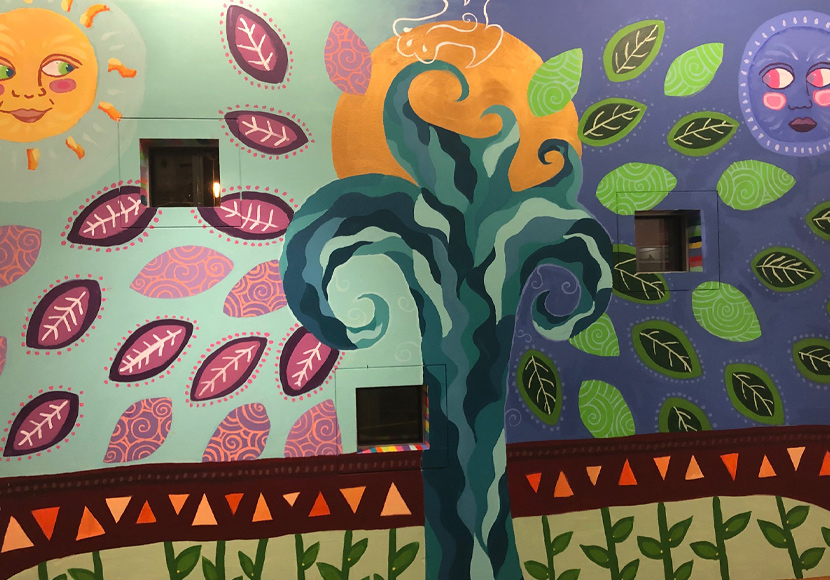 South Park Branch Community Mural by teen patrons and local artist Angelina Villalobos