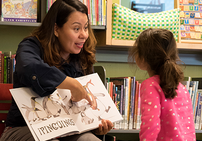 librarian reading at story time