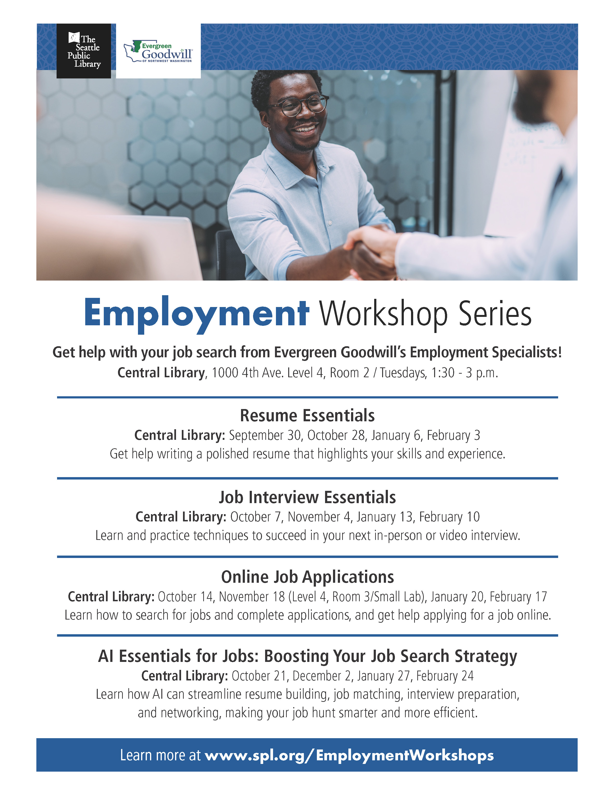 Employment Workshop Series Flyer